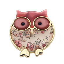 Manufacturers enameled animal owl brooches for lady zinc alloy margin custom brooch